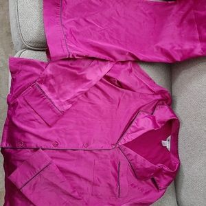 Jennifer Lopez Satin 2 PC Magenta Pajama Set, Sz S